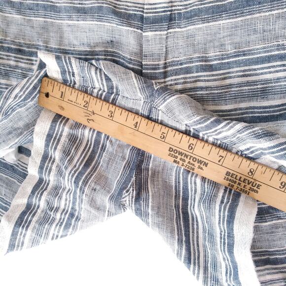 Artisan NY Womens 10 100% Linen Shorts Blue Stripe Lace Coastal Beachy Vacation - Picture 11 of 12